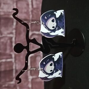 Acryllic 🎁 Lightweight Cute Grim Reaper Hook Style Earrings. NWT